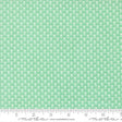 The image is a repeating pattern of small white flowers or leaves on a light green background.