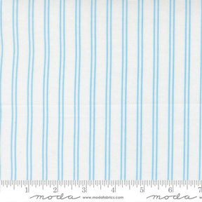 The image is a fabric with blue vertical stripes.