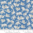 a repeating pattern of gray cats on a blue background.