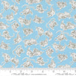 a repeating pattern of gray and white cats against a light blue background.