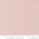 a repeating pattern of pink flowers on a white background.