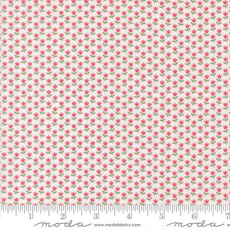 a repeating pattern of pink flowers on a white background.
