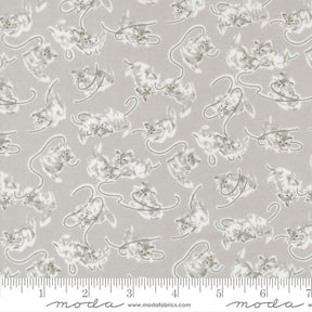 a repeating pattern of gray cat silhouettes on a light gray background.
