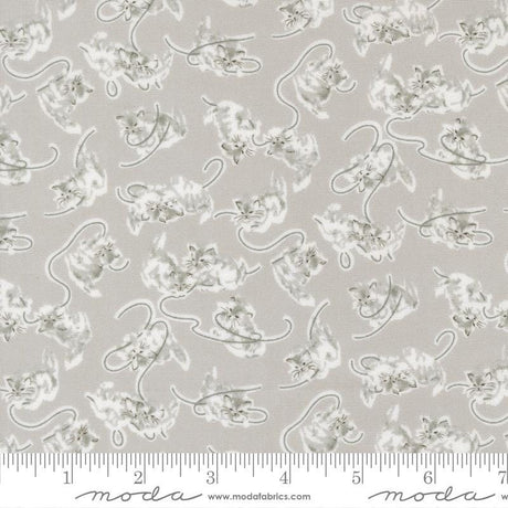 a repeating pattern of gray cat silhouettes on a light gray background.