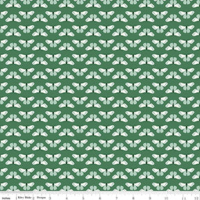 a repeating pattern of white butterflies against a green background.