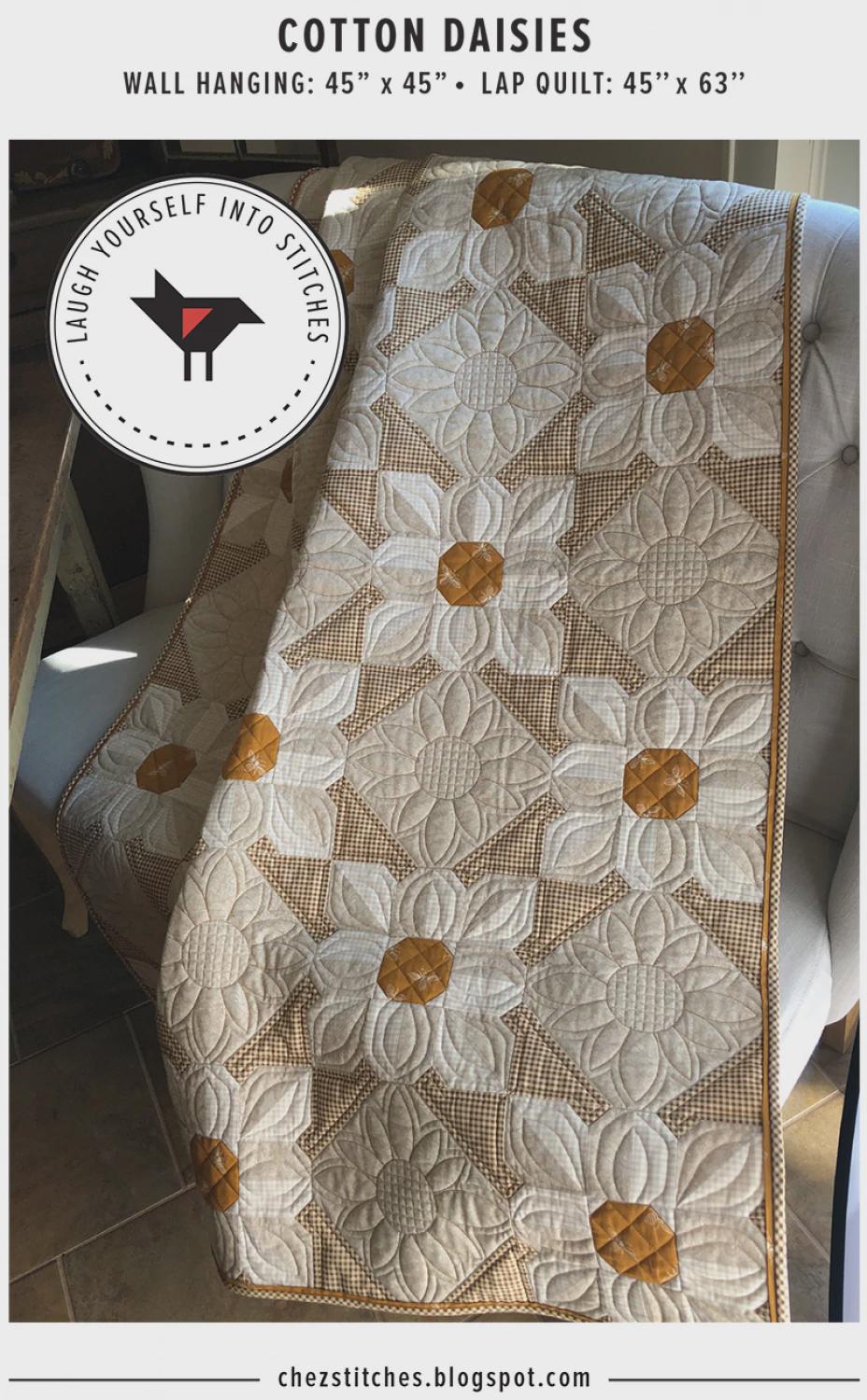 Cotton Daisies Quilt Pattern LYS118 by Laugh Yourself Into Stitches by Karen Walker 3 sizes