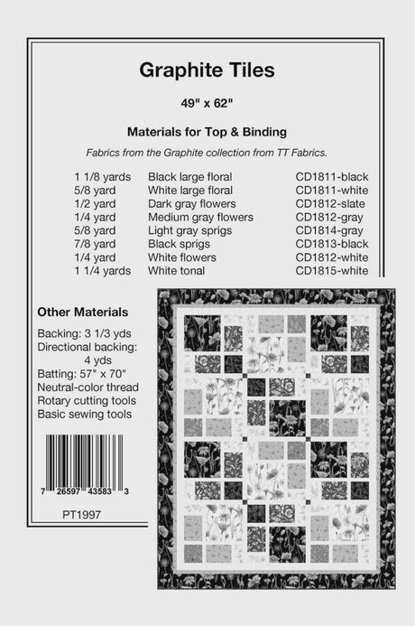 Graphite Tiles Quilt Pattern PT1997 from Pine Tree Country Quilts