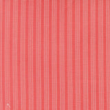 The image is a close-up of a red fabric with white vertical stripes.