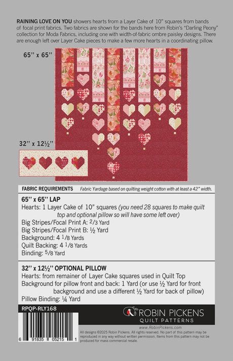 Raining Love on You Quilt Printed Pattern by Robin Pickens RPQP-RLY168