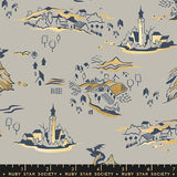 The image is a collage of various stylized illustrations of houses, buildings, and landscapes, featuring a mix of geometric shapes and organic forms.