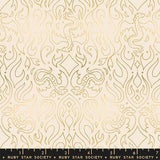 a repeating pattern of golden designs, including stylized flames and intricate shapes, creating a visually striking and ornate design.