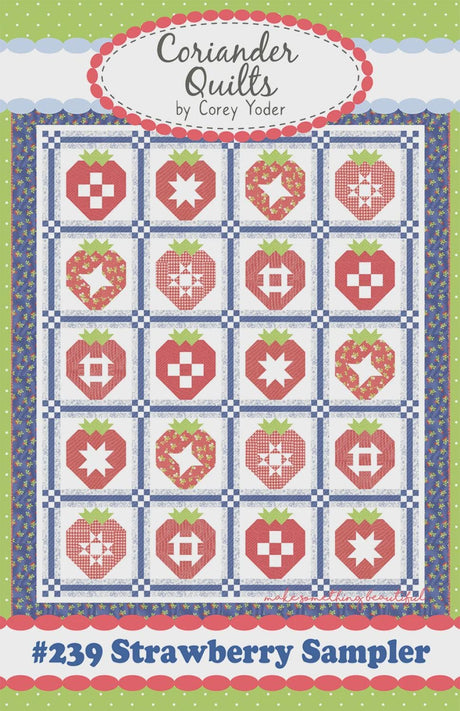 Strawberry Sampler Quilt Pattern by Coriander Quilts CQ239 73" x 88" Paper Pattern Only