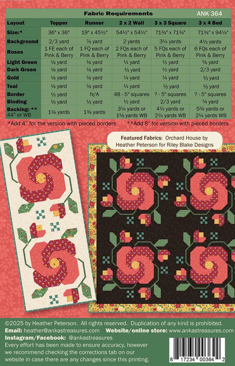 Heather Peterson Rose in Bloom Quilt Pattern