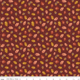 Cozy Autumn Acorns & Oak Leaves Dark Rust