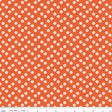 a repeating pattern of small white flowers against a bright orange background.