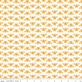 a repeating pattern of yellow butterflies on a white background.