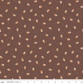 Faraway Kingdom Mushroom Cheer Cocoab C17435-COCOA-Cream by Natàlia Juan Abelló For Riley Blake Fabrics Sold in 1/2 yard Increments