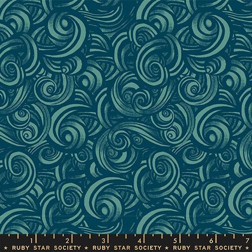 The image is a collage of various images, featuring swirling patterns and shapes in shades of blue and green.