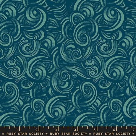 The image is a collage of various images, featuring swirling patterns and shapes in shades of blue and green.
