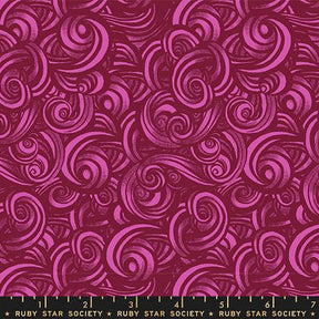 The image is a vibrant, abstract pattern with swirling shapes and lines in shades of pink and red. The pattern appears to be a repeating design, creating a sense of movement and dynamism.