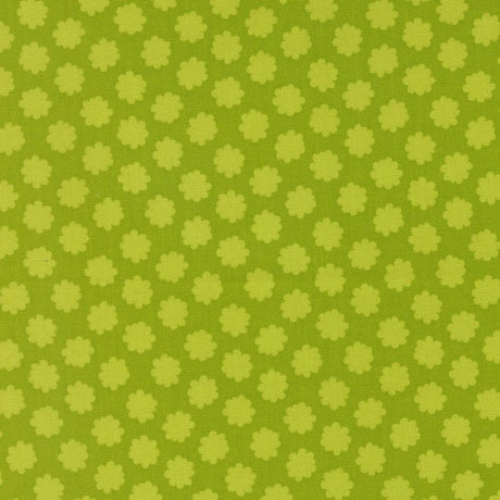 a repeating pattern of green flowers on a green background.