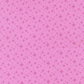 The image is a pink fabric with small white stars scattered across it.