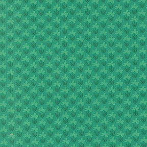 a repeating pattern of green flowers on a green background.