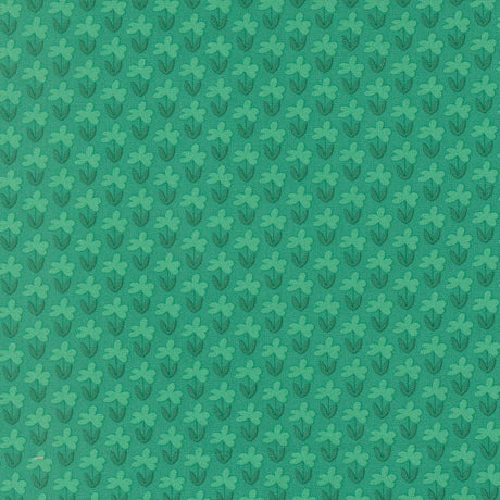 a repeating pattern of green flowers on a green background.