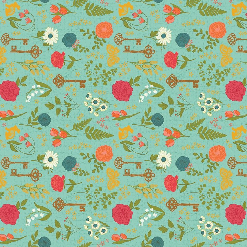 First Blooms Pressed Flowers Glacier Yardage C16321-GLACIER by Heather Peterson for Riley Blake Designs Sold in 1/2 Yard Increments