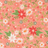 a vibrant and colorful floral pattern with various types of flowers and leaves in shades of pink, white, and green. The pattern is composed of multiple images, creating a visually appealing and dynamic design.
