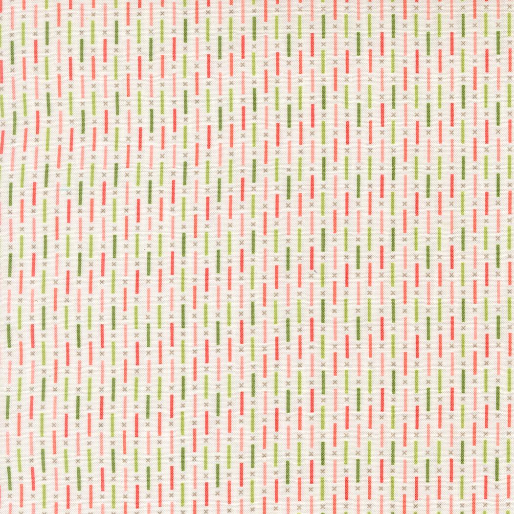 a repeating pattern of vertical lines in various colors, including red, green, and white, creating a visually striking and vibrant design.