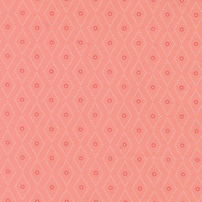a repeating pattern of small white dots arranged in a diamond shape on a pink background.