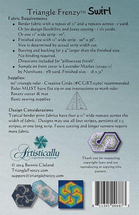 Triangle Frenzy Swirl Pattern AED 187 From Artistically Engineered Designs by Bunnie Cleland, Paper Pattern Only