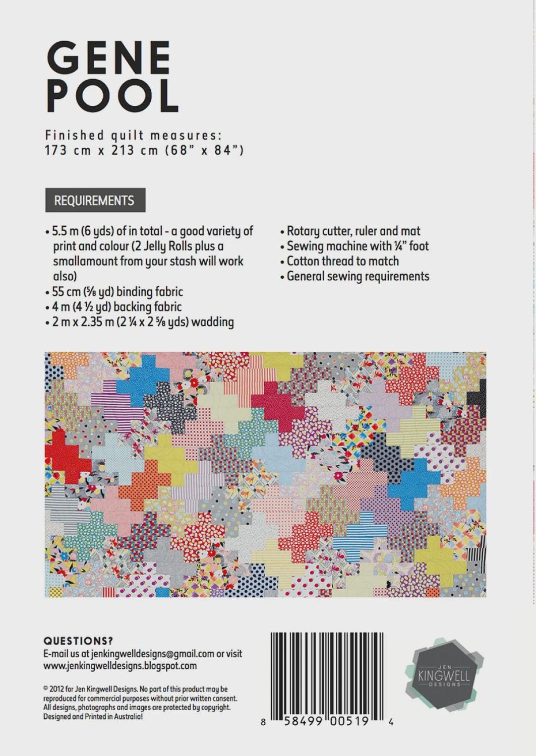 Gene Pool Quilt Pattern JKD5194 by Jen Kingwell Designs Printed Pattern Only
