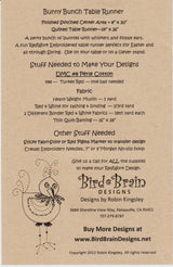 Bunny Bunch Table Runner BBD588 From Bird Brain Designs by Robin Kingsley Printed Pattern Only