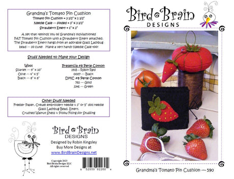 Grandma's Tomato Pin Cushion BBD590 From Bird Brain Designs by Robin Kingsley Printed Pattern Only