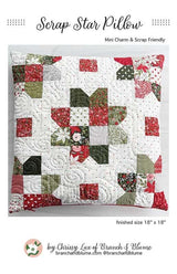 Scrap Star Pillow Pattern, Size is 18" x 18" BNB2524 by Chrissy Lux of Branch and Blume Printed Pattern only