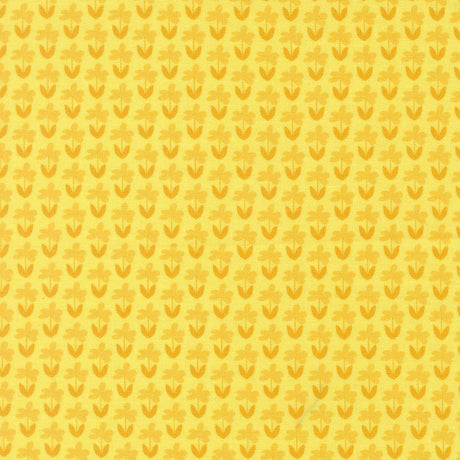 a repeating pattern of yellow flowers on a yellow background.