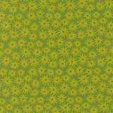 a repeating pattern of yellow flowers against a green background.