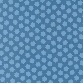 a repeating pattern of blue flowers on a blue background.