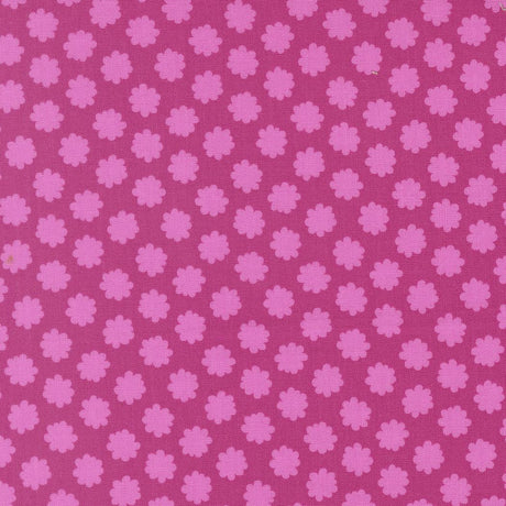 a repeating pattern of pink flowers on a purple background.