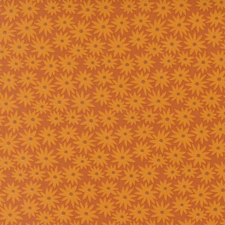a repeating pattern of yellow flowers against a brown background.