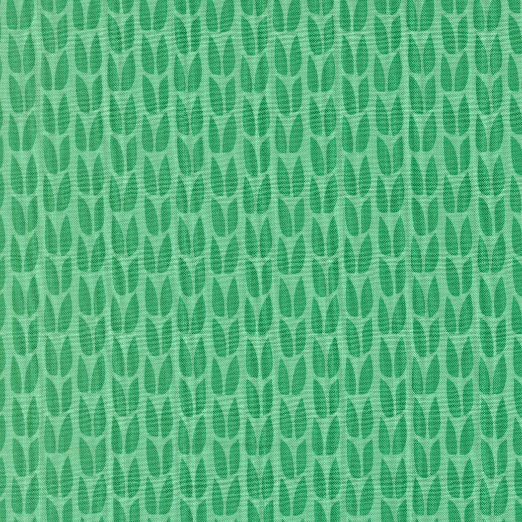 a repeating pattern of green leaves on a light green background.