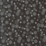 a repeating pattern of white snowflakes against a dark background.