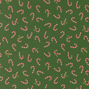 a repeating pattern of red and white striped candy canes against a dark green background.