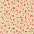 numerous red and white striped candy canes scattered across a beige background.