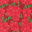a repeating pattern of red poinsettia flowers with green leaves, creating a vibrant and festive holiday-themed design.