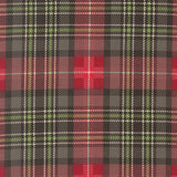 a repeating pattern of a plaid design with a mix of red, green, and gray colors. The pattern consists of a grid-like arrangement of squares and rectangles, creating a visually striking and intricate design.