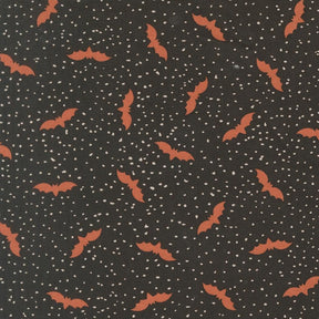 a pattern of orange bats against a dark background with white dots, creating a spooky and festive Halloween-like appearance.