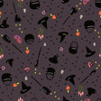 a purple background with a lot of different items on it